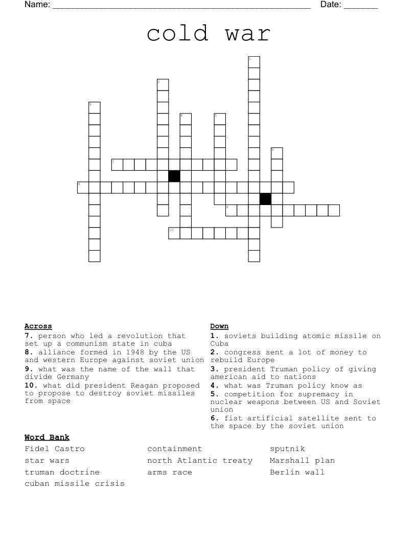 cold war Crossword