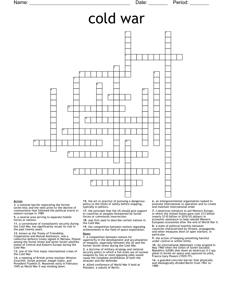 cold war  Crossword
