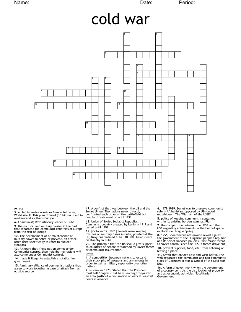 cold war  Crossword