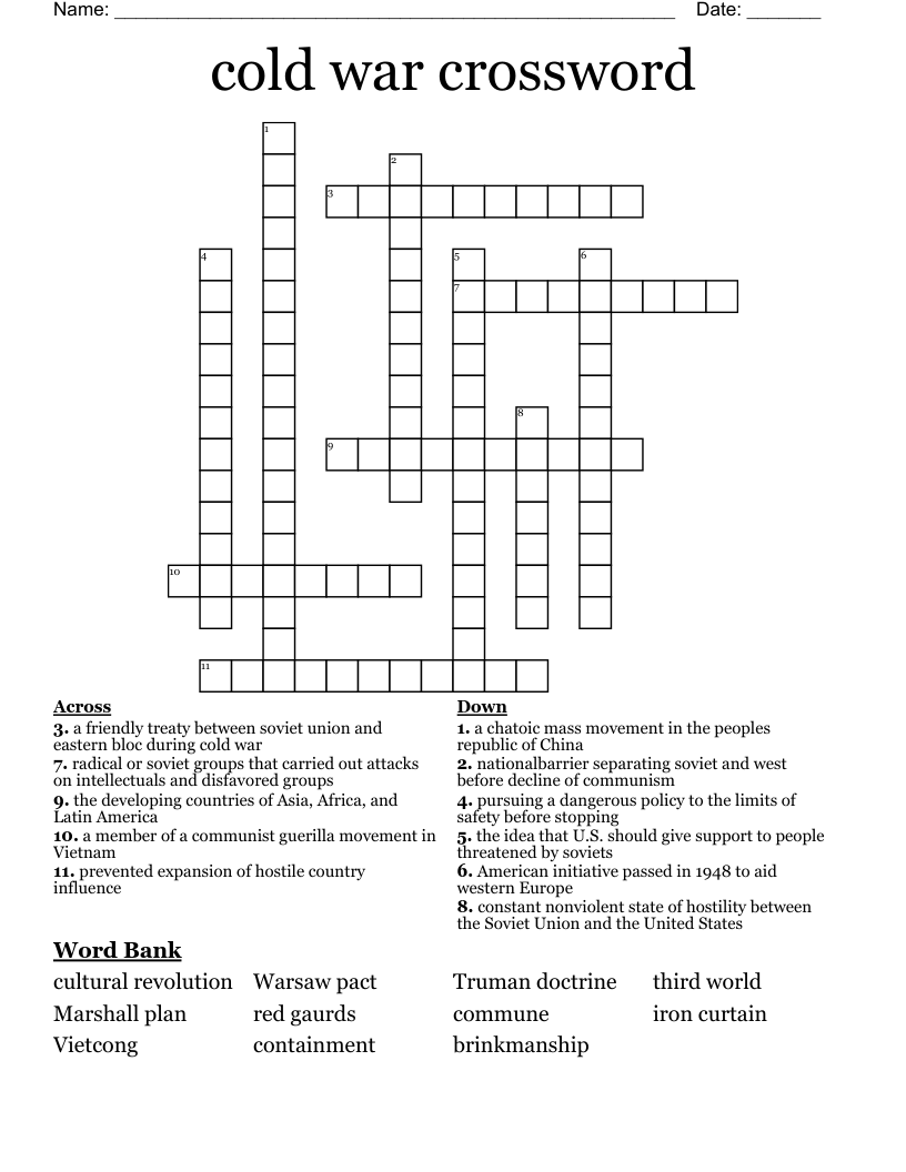 cold war crossword