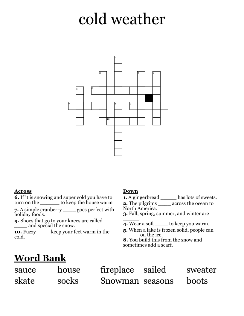 cold weather Crossword