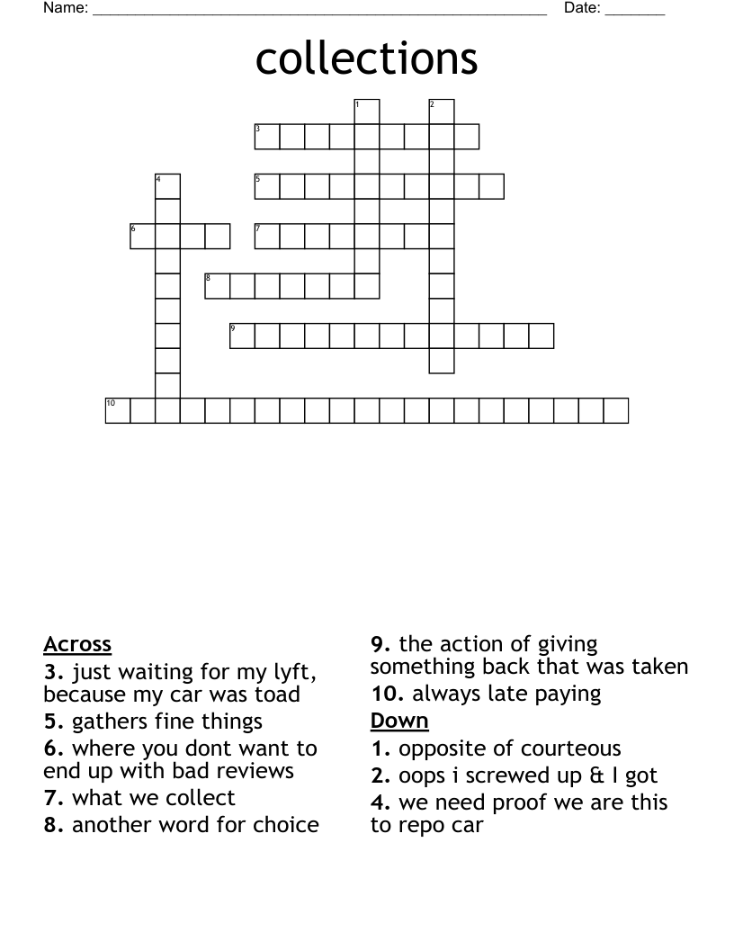 collections Crossword