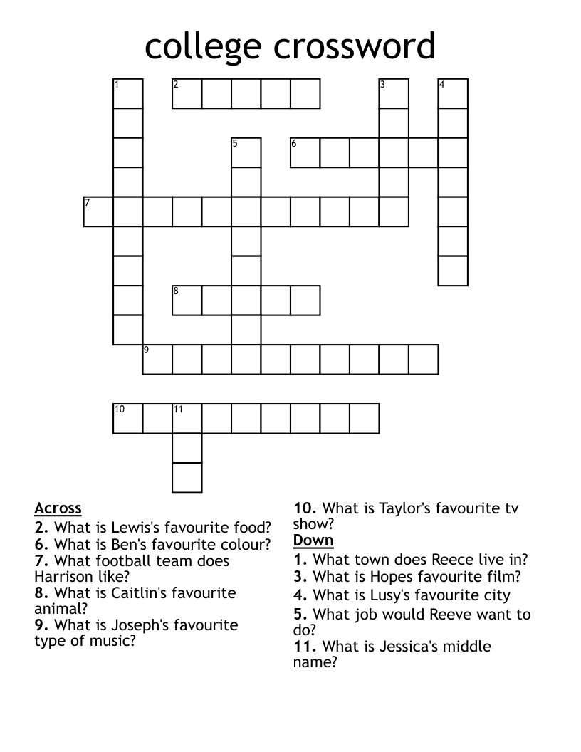 college crossword