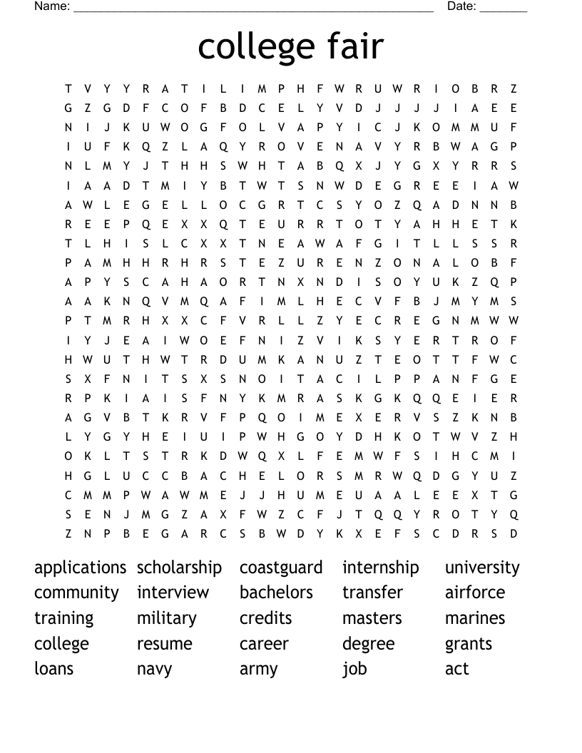 college fair Word Search