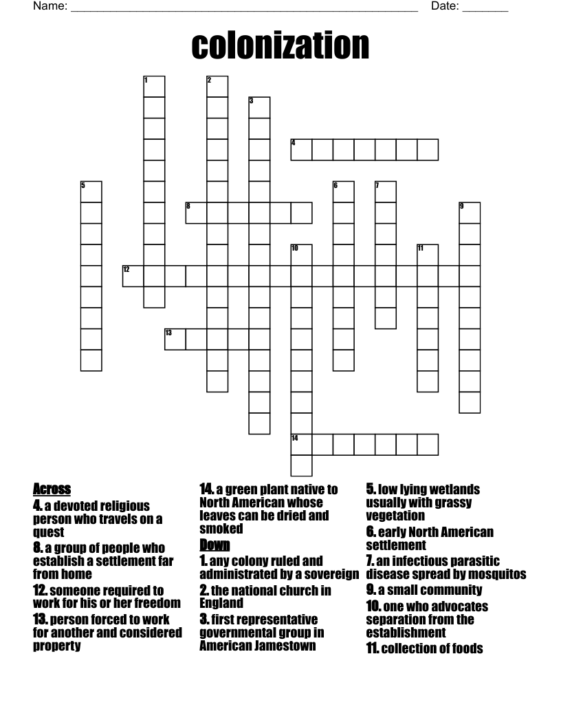 colonization Crossword