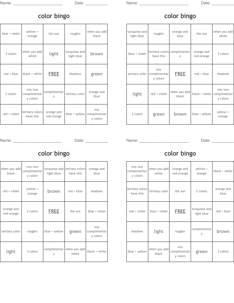 color bingo