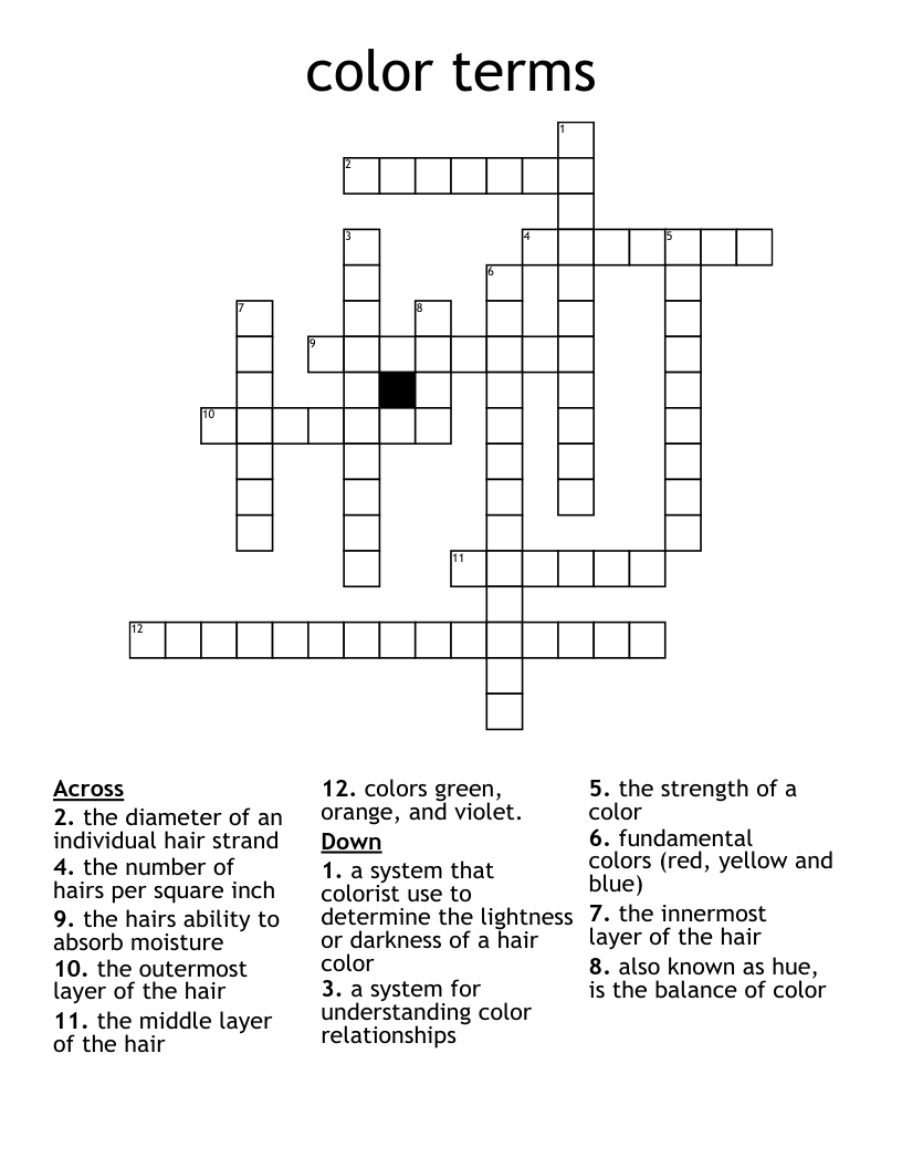 color terms Crossword