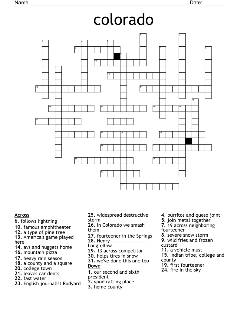 colorado Crossword