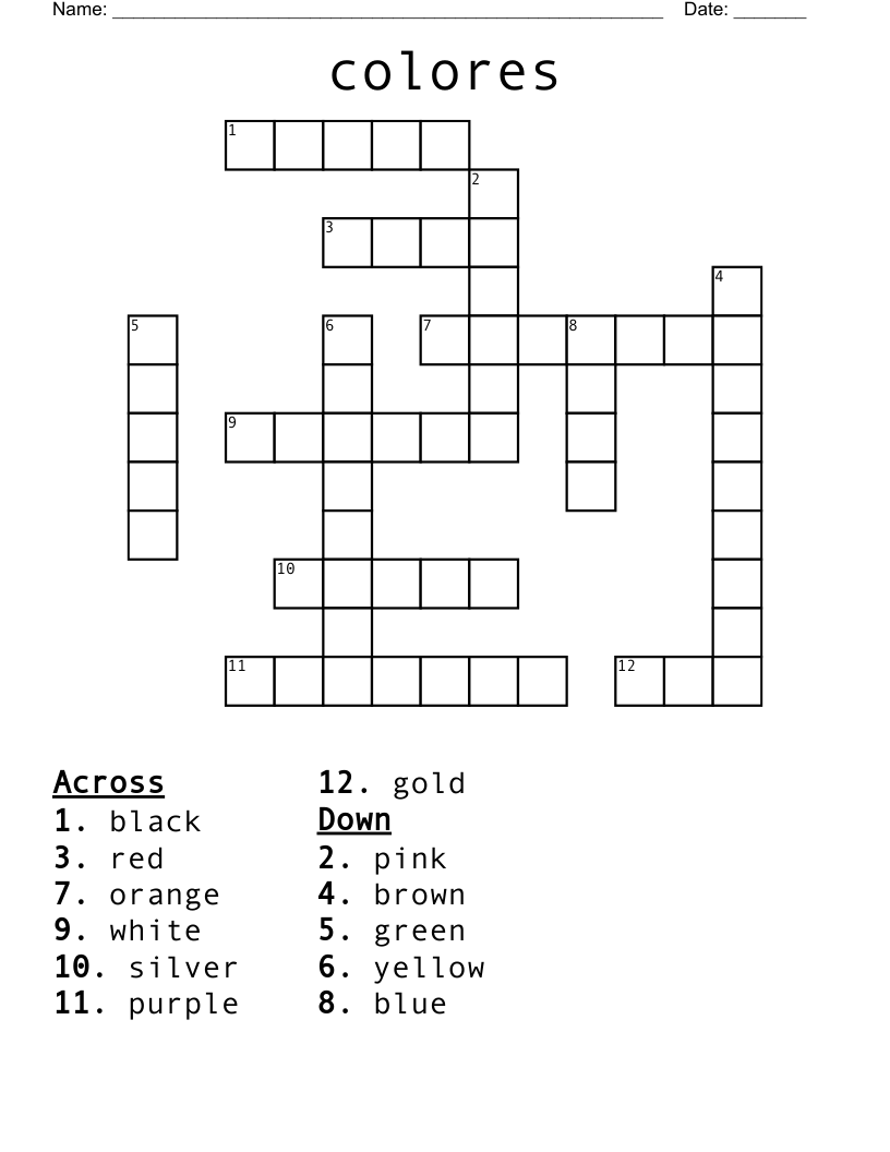 colores Crossword