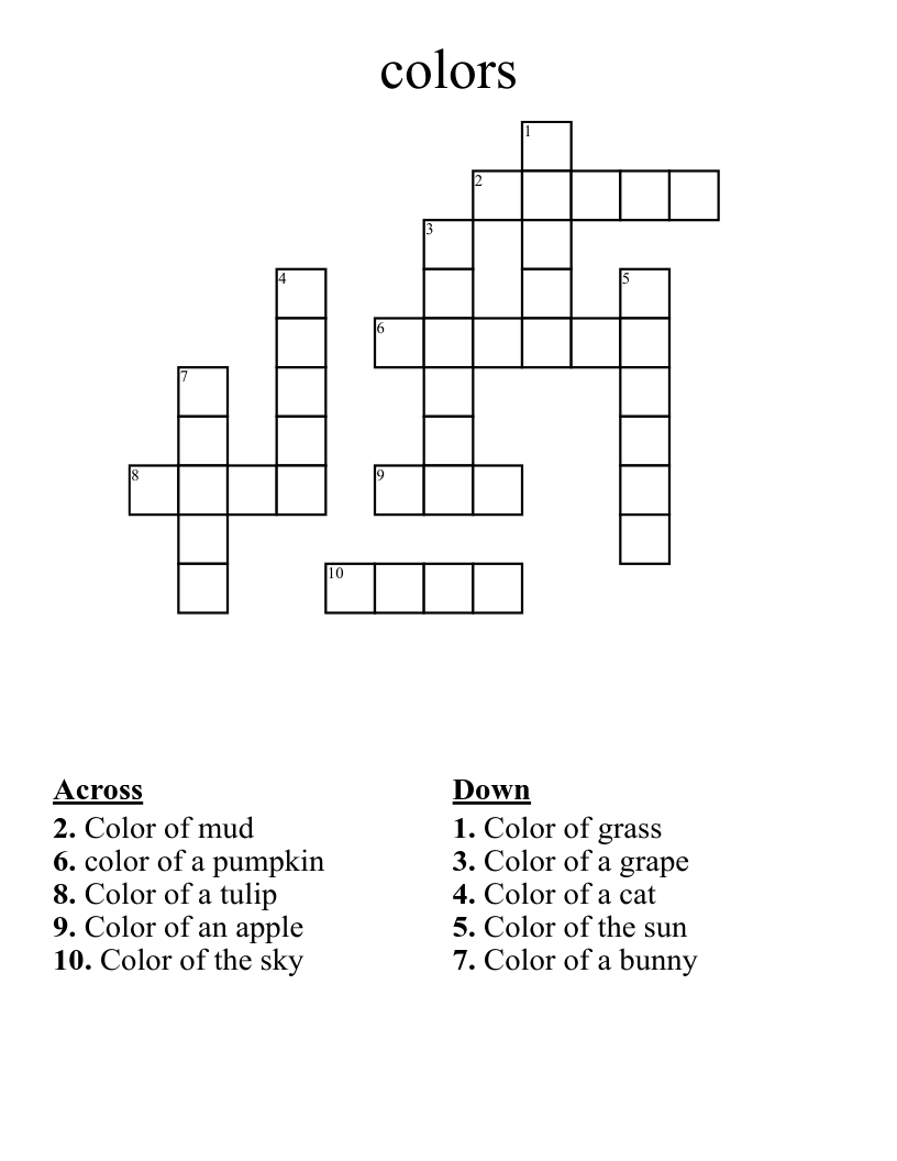 colors Crossword