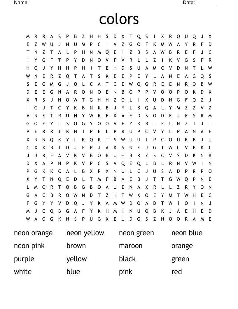 colors Word Search