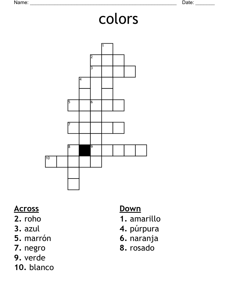 colors Crossword