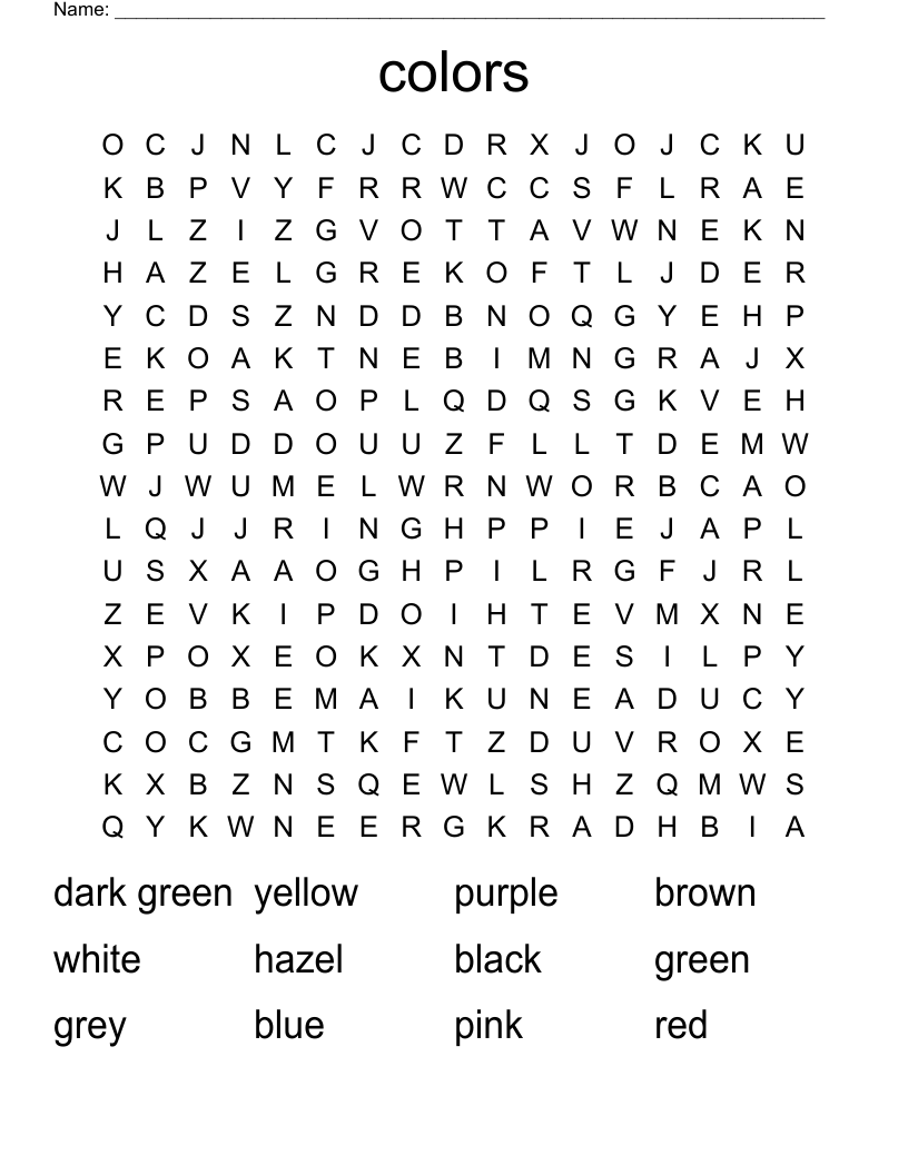 colors  Word Search