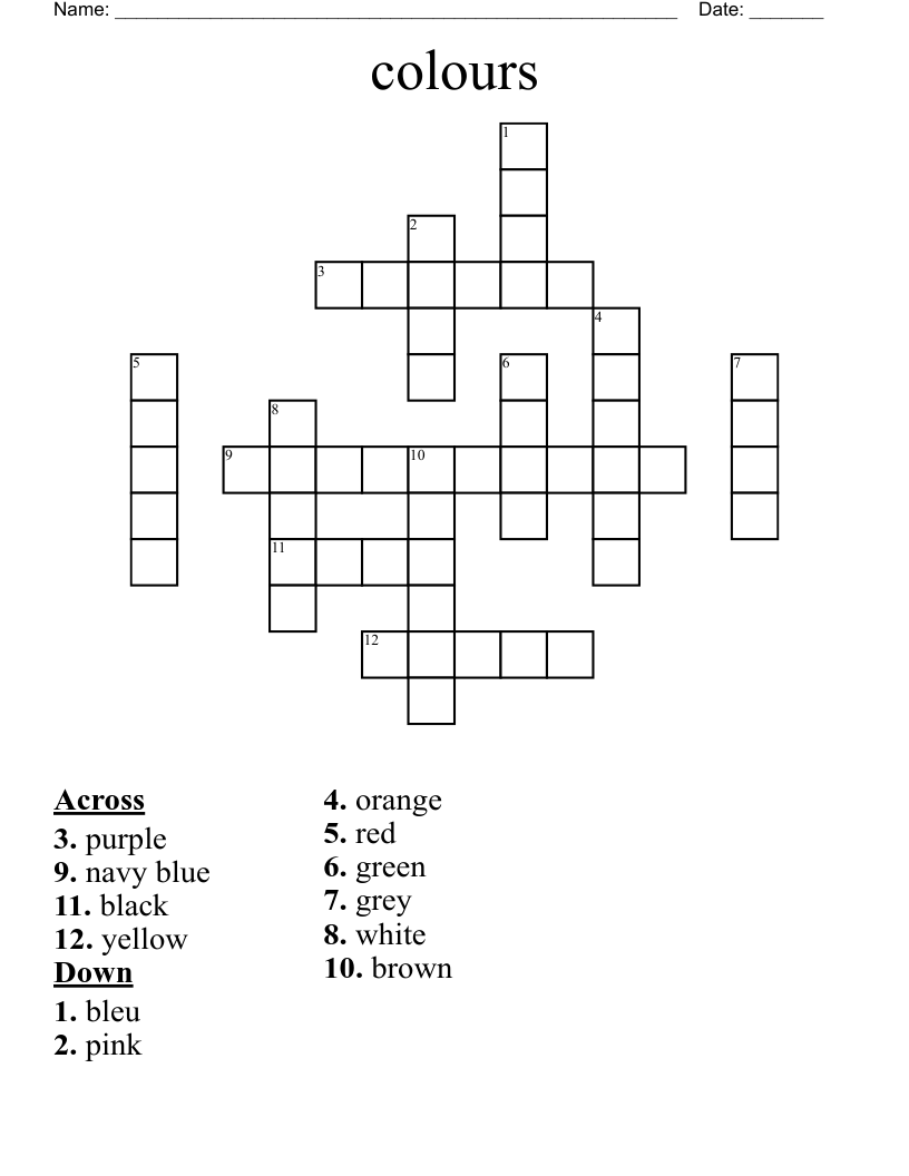 colours Crossword