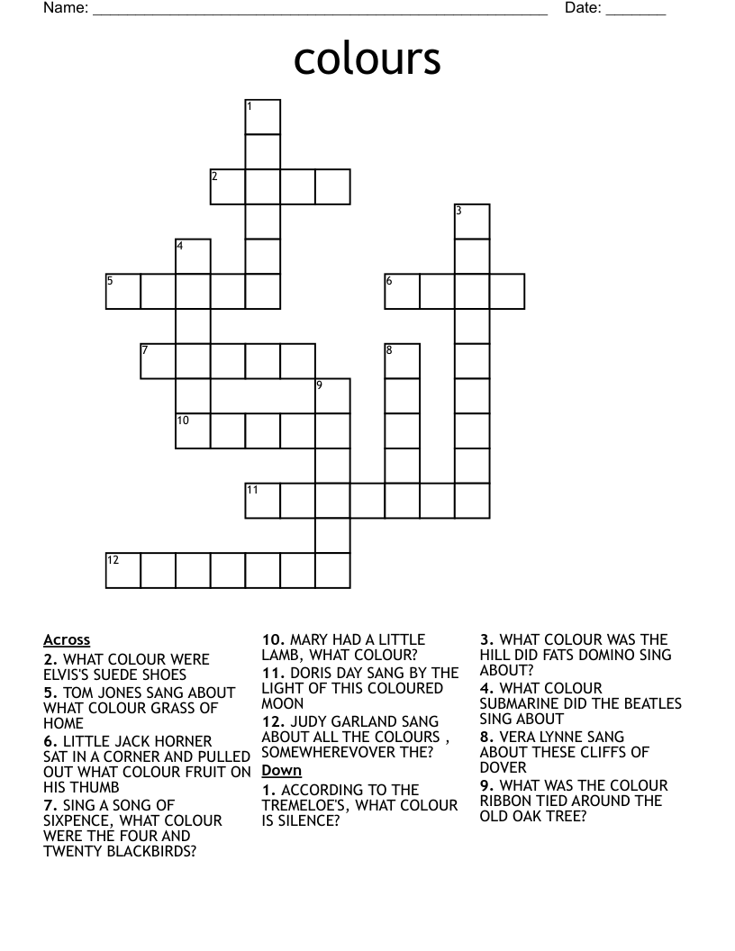 colours Crossword
