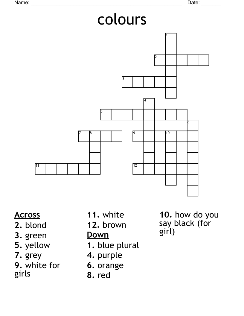 colours Crossword