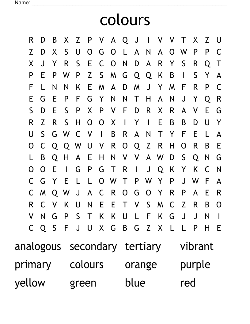 colours Word Search