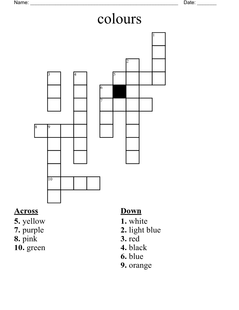 colours  Crossword