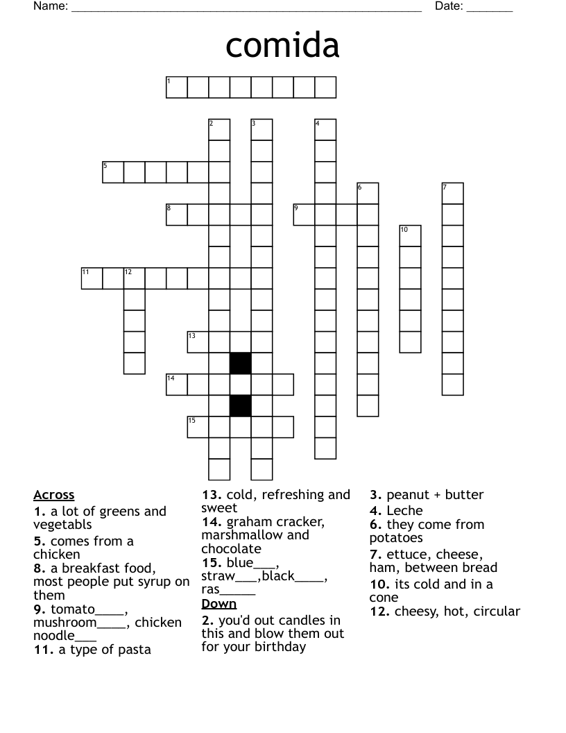 comida Crossword