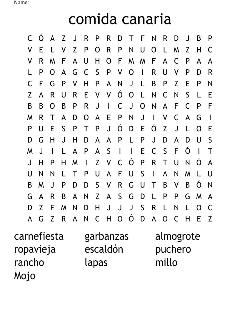 comida canaria Word Search