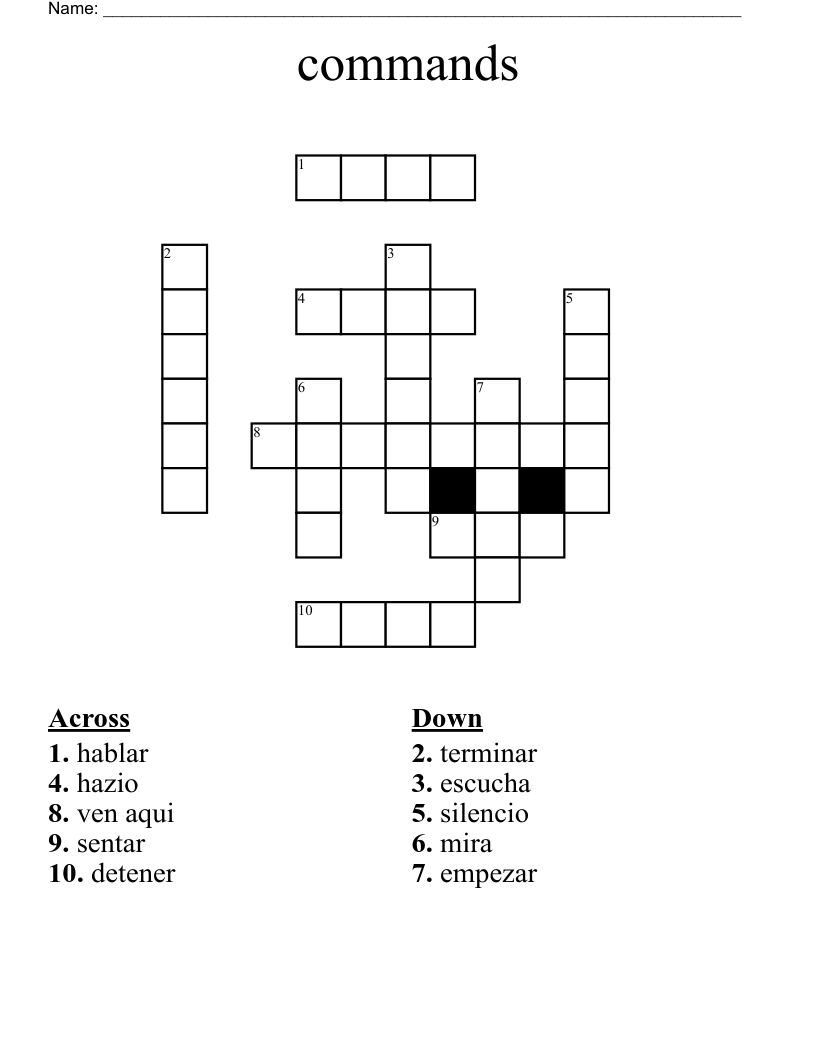 commands Crossword