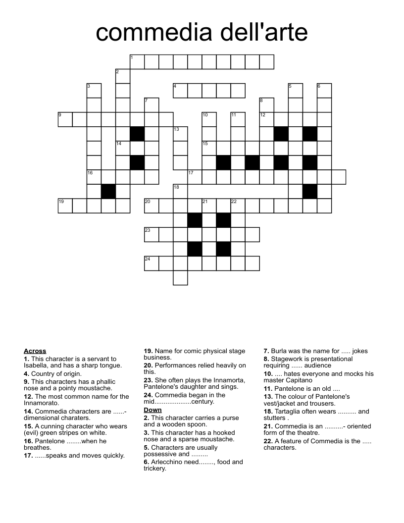 commedia dell'arte Crossword