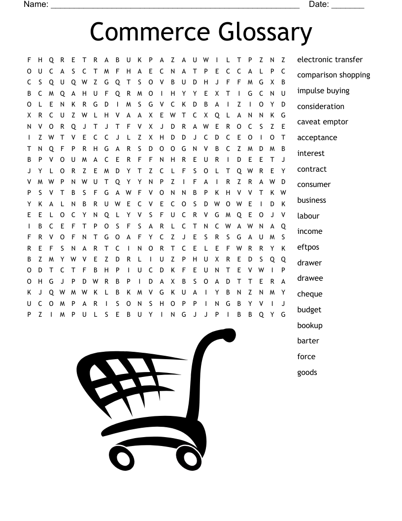 Commerce Glossary Word Search