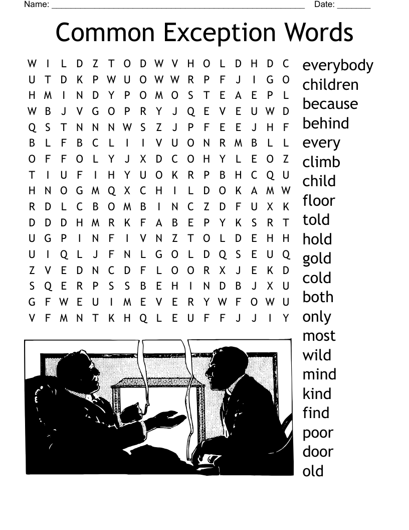 Common Exception Words Word Search