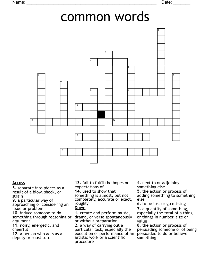 common words Crossword