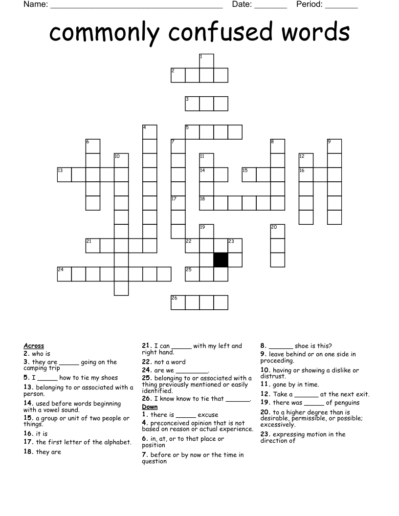 commonly confused words Crossword