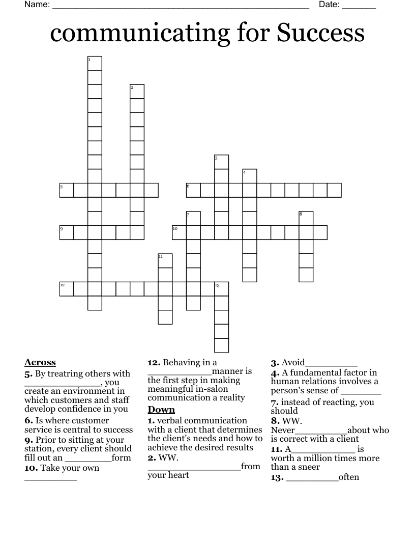 communicating for Success Crossword