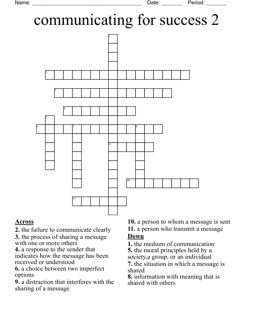 communicating for success 2 Crossword
