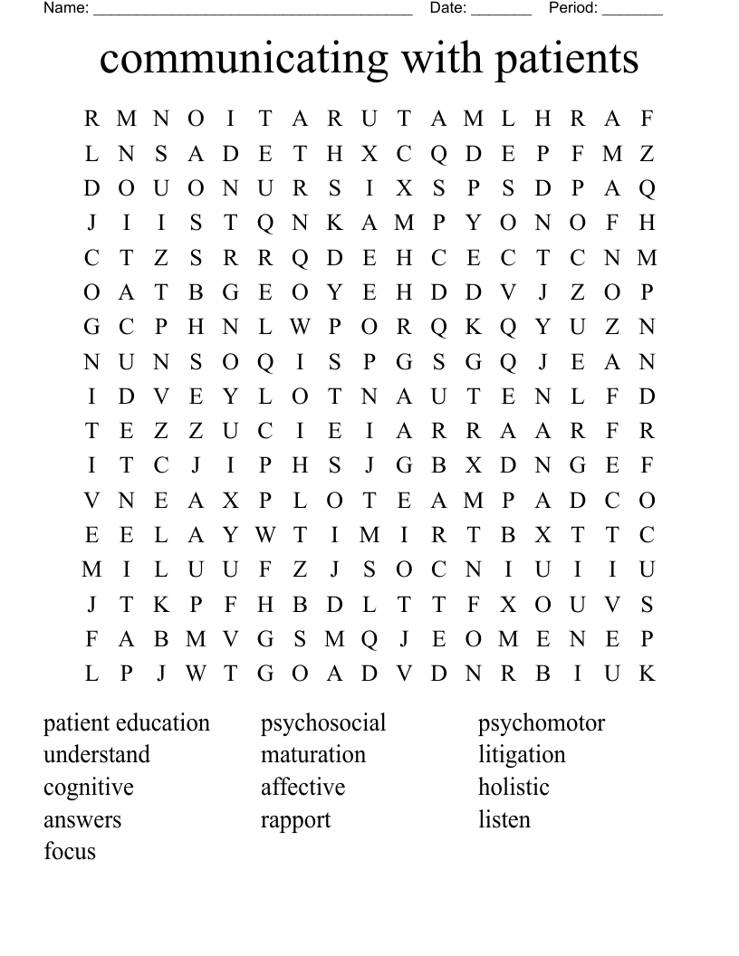 communicating with patients Word Search