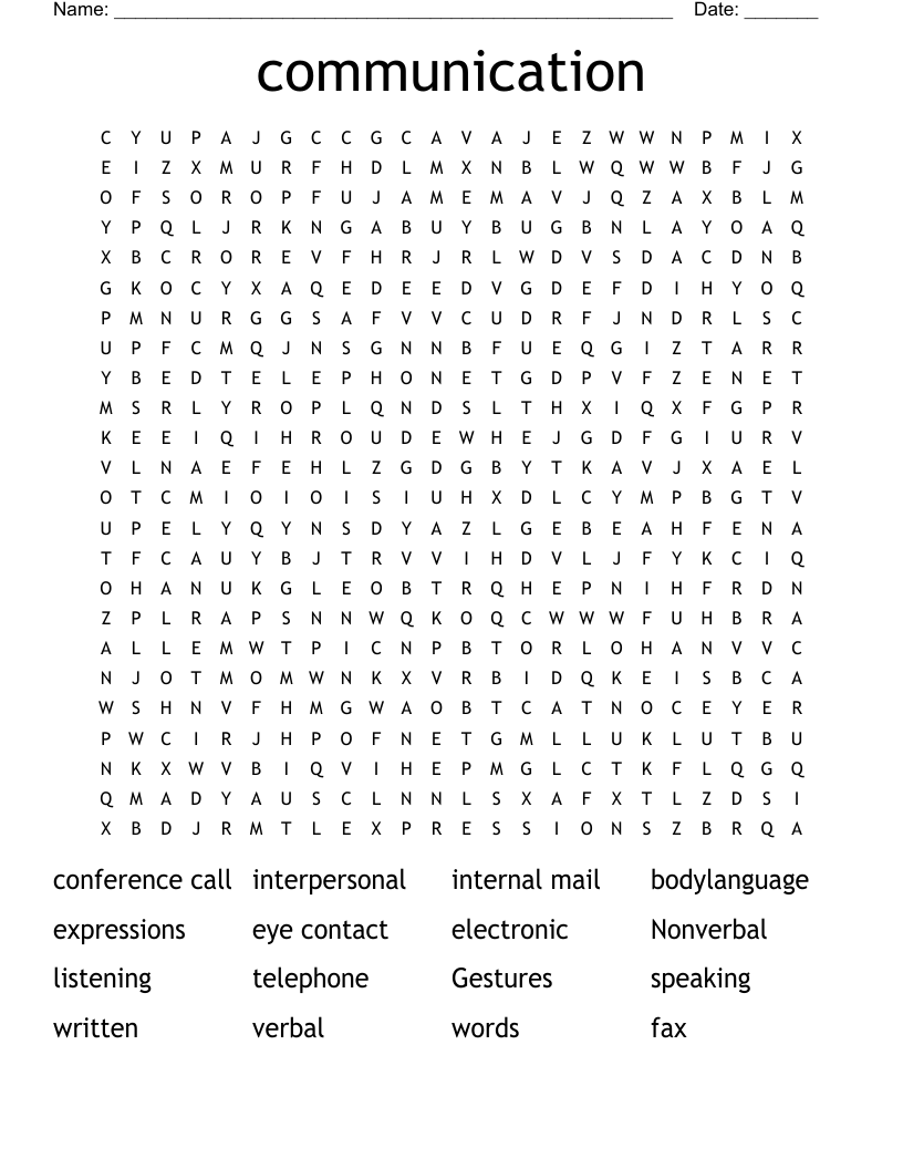 communication Word Search