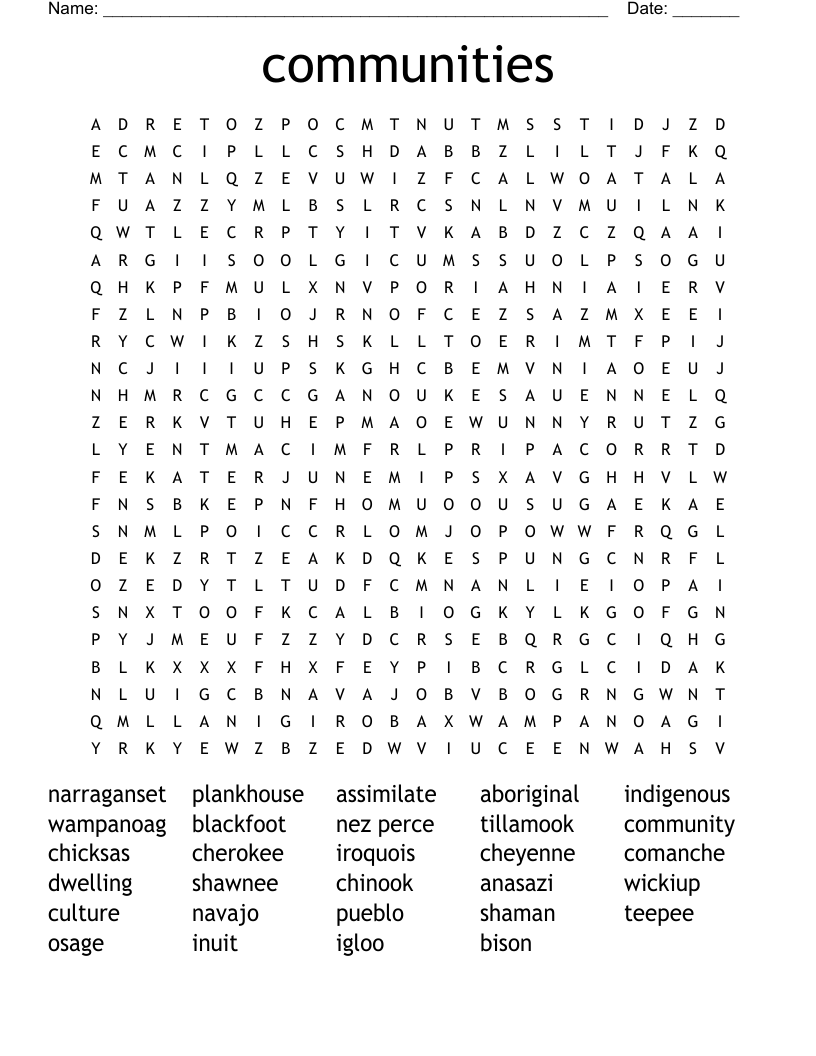communities Word Search