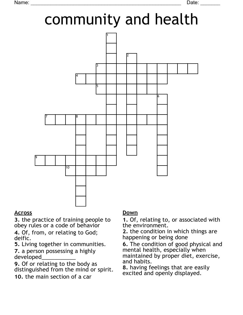 community and health Crossword