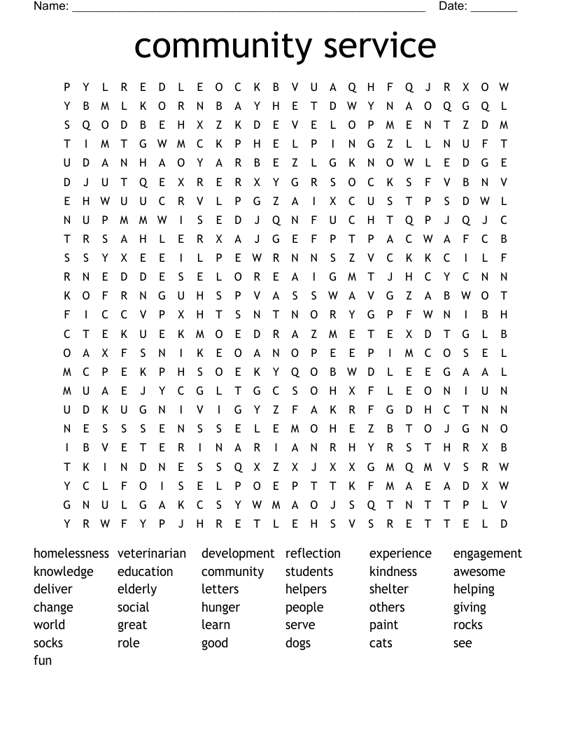 community service Word Search