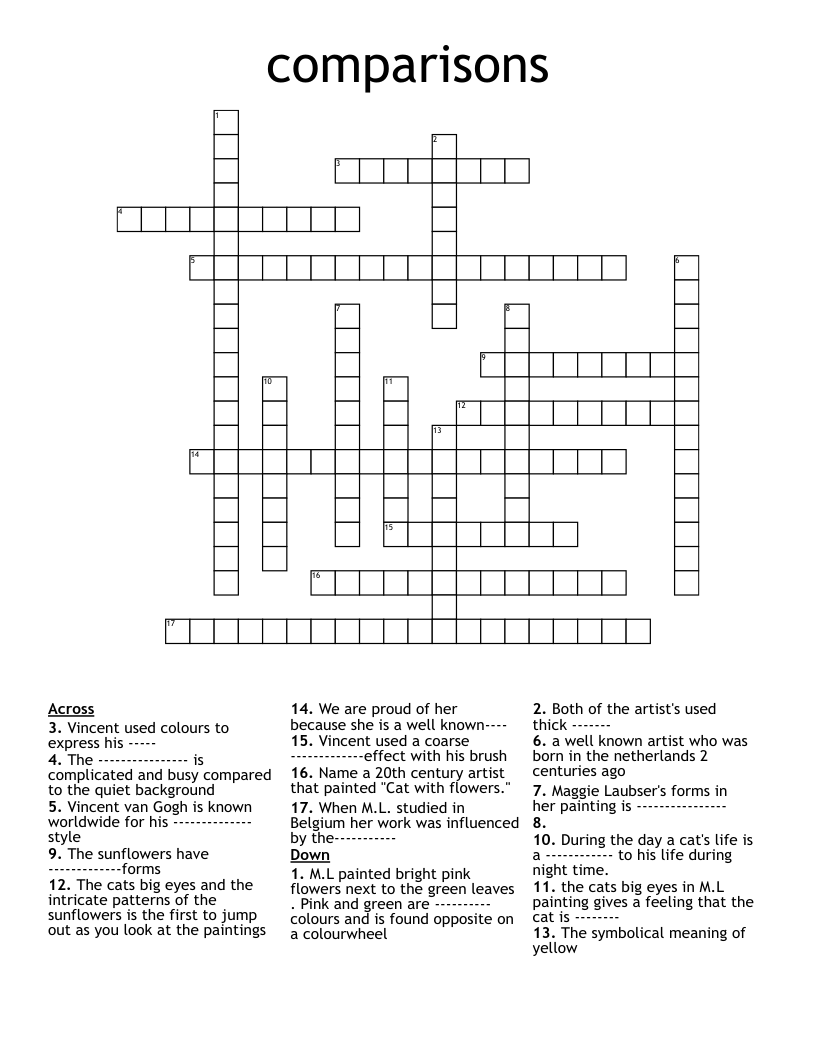 comparisons Crossword