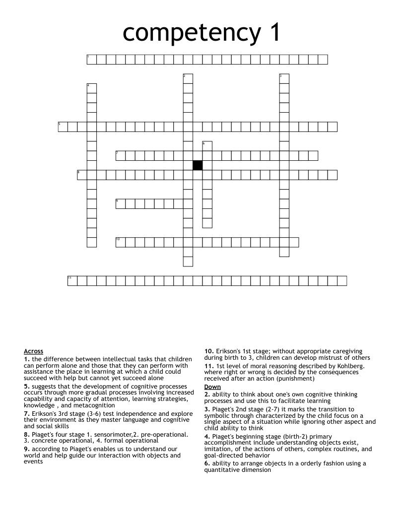 competency 1 Crossword