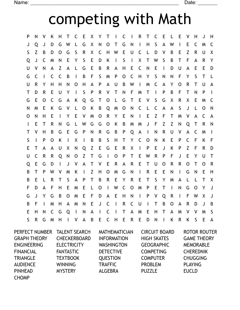 competing with Math Word Search