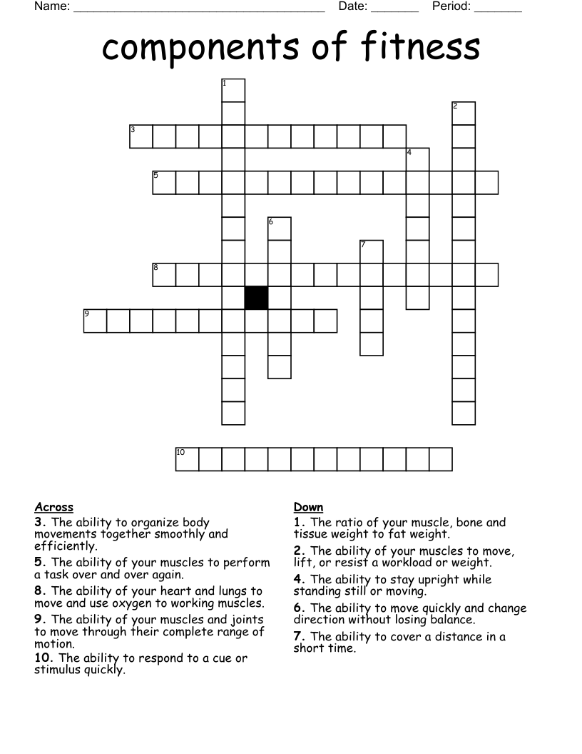 components of fitness Crossword