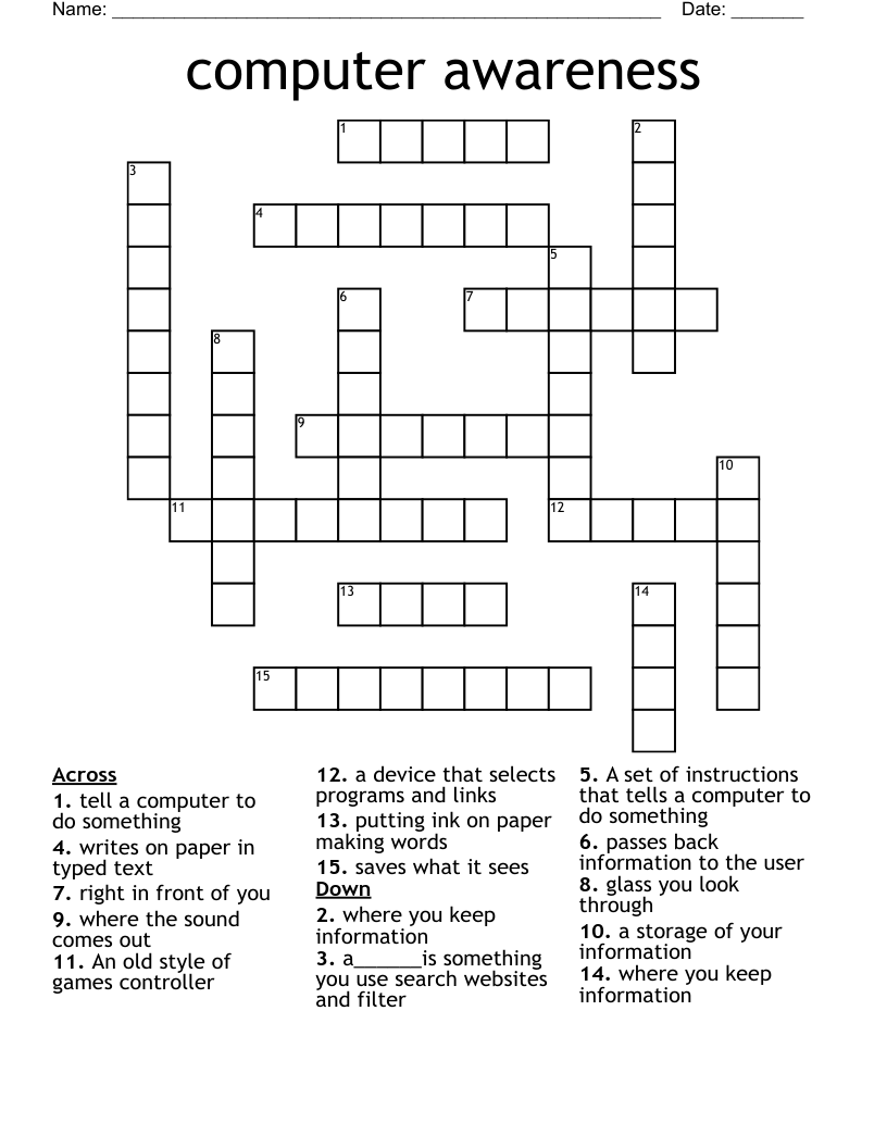 computer awareness Crossword