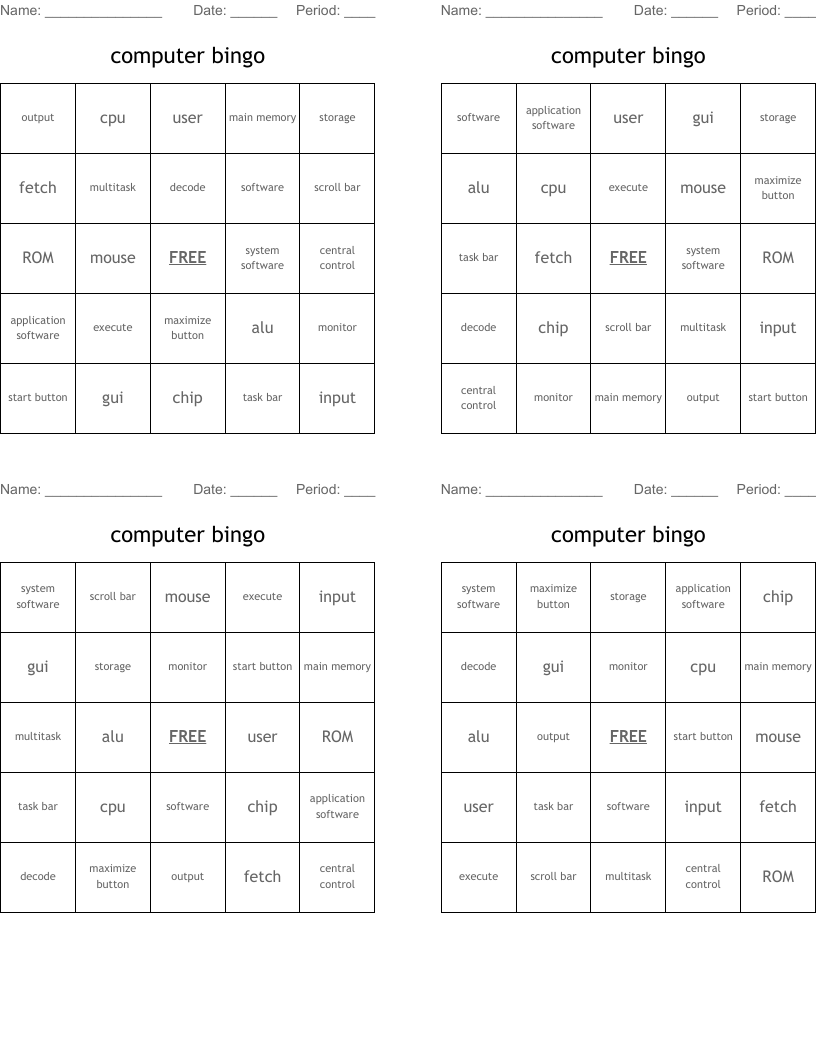 computer bingo