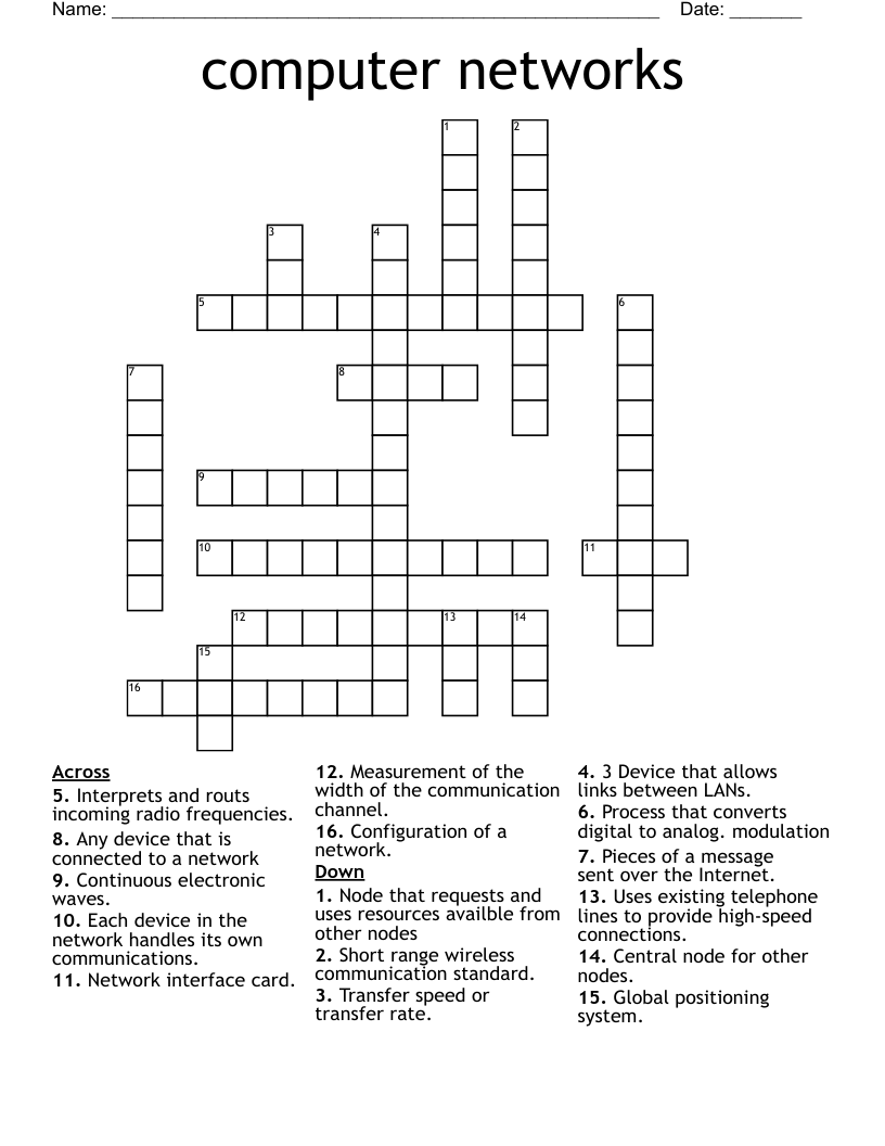 computer networks Crossword