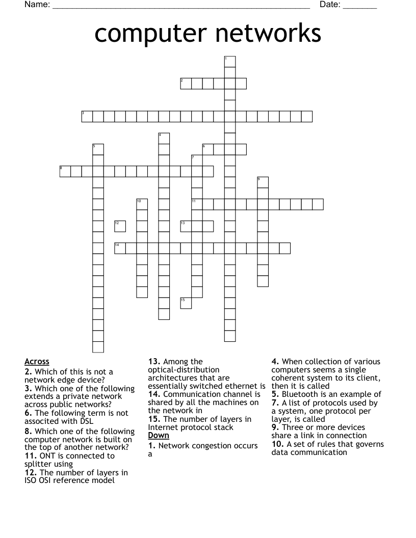 computer networks Crossword