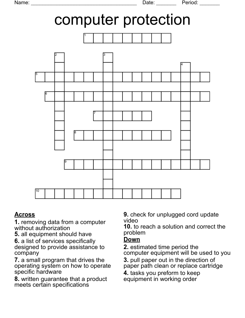 computer protection  Crossword
