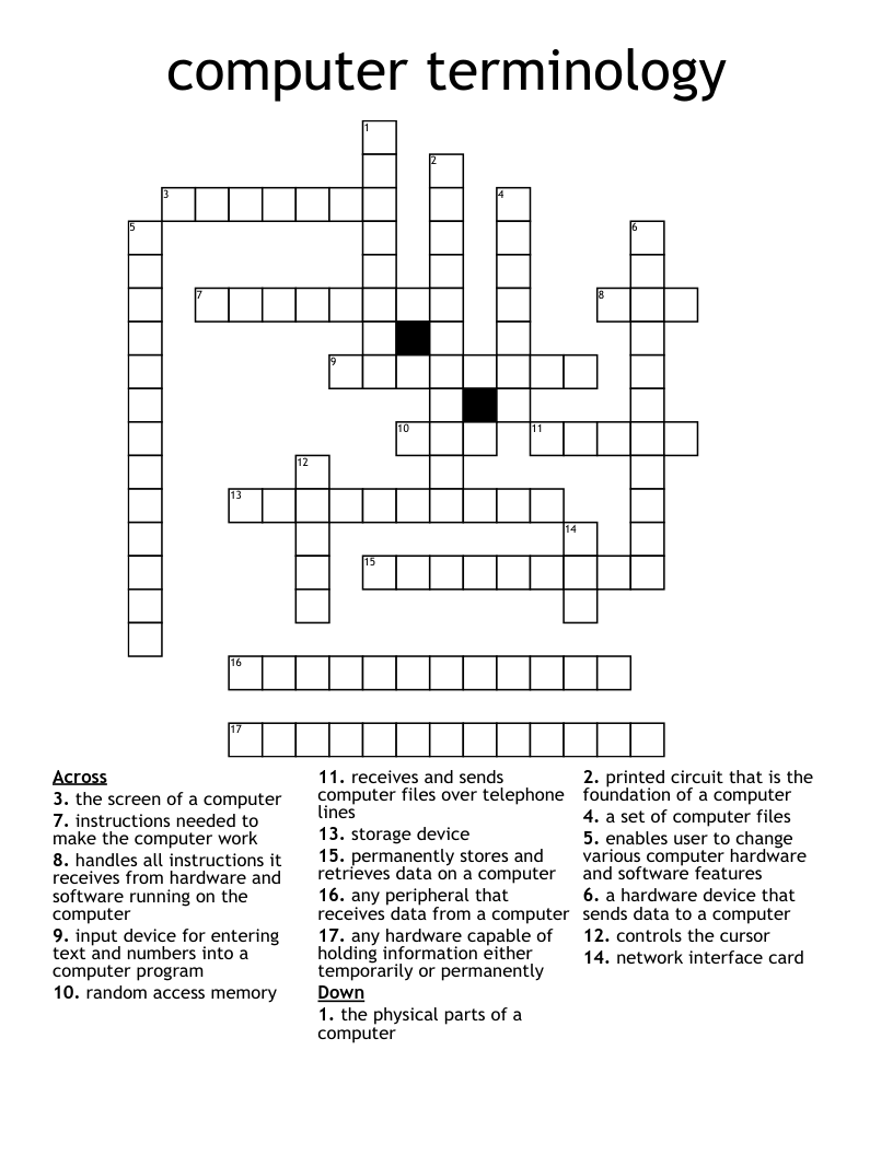 computer terminology Crossword