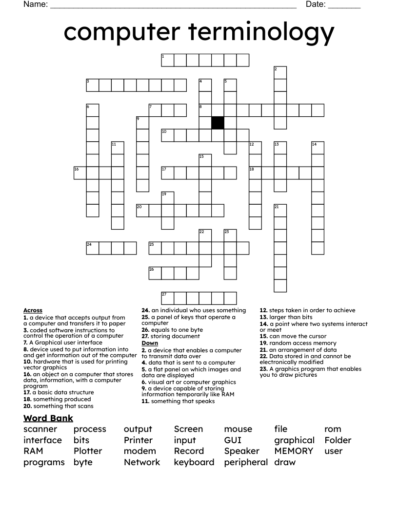 computer terminology Crossword