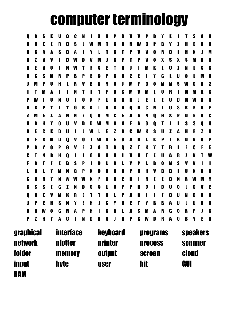 computer terminology Word Search