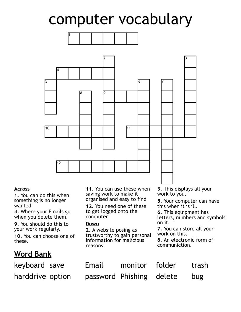 computer vocabulary Crossword